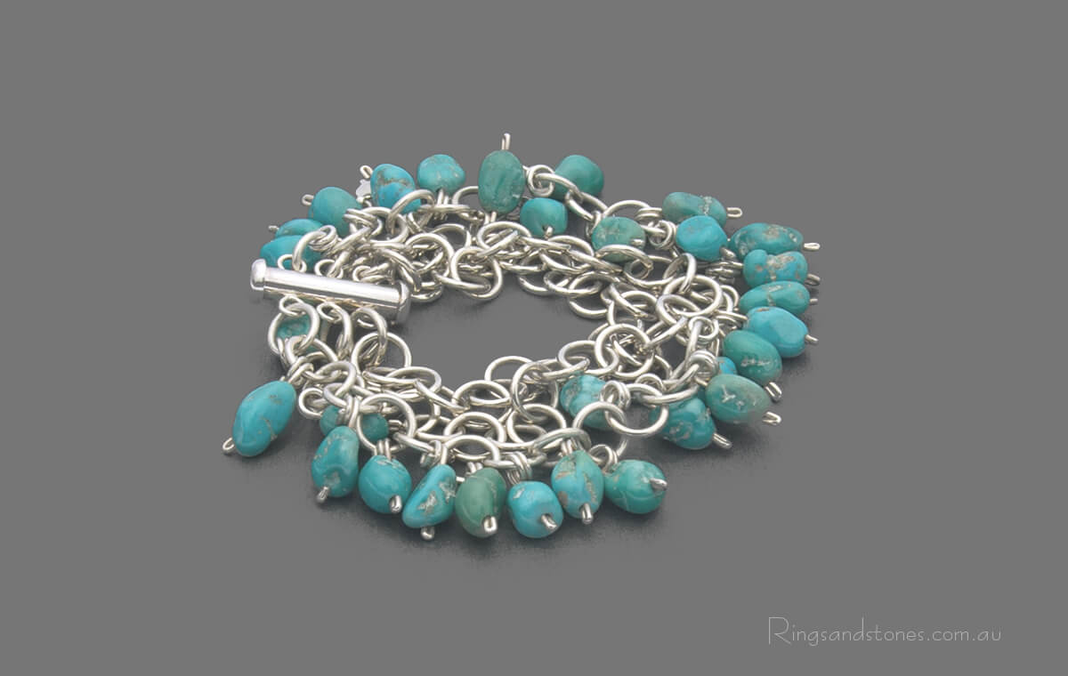 Genuine turquoise sterling silver bracelet