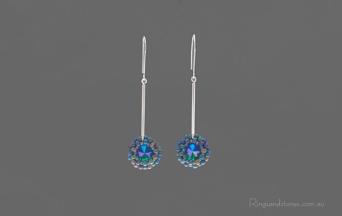 Swarovski crystal beaded sterling silver earrings