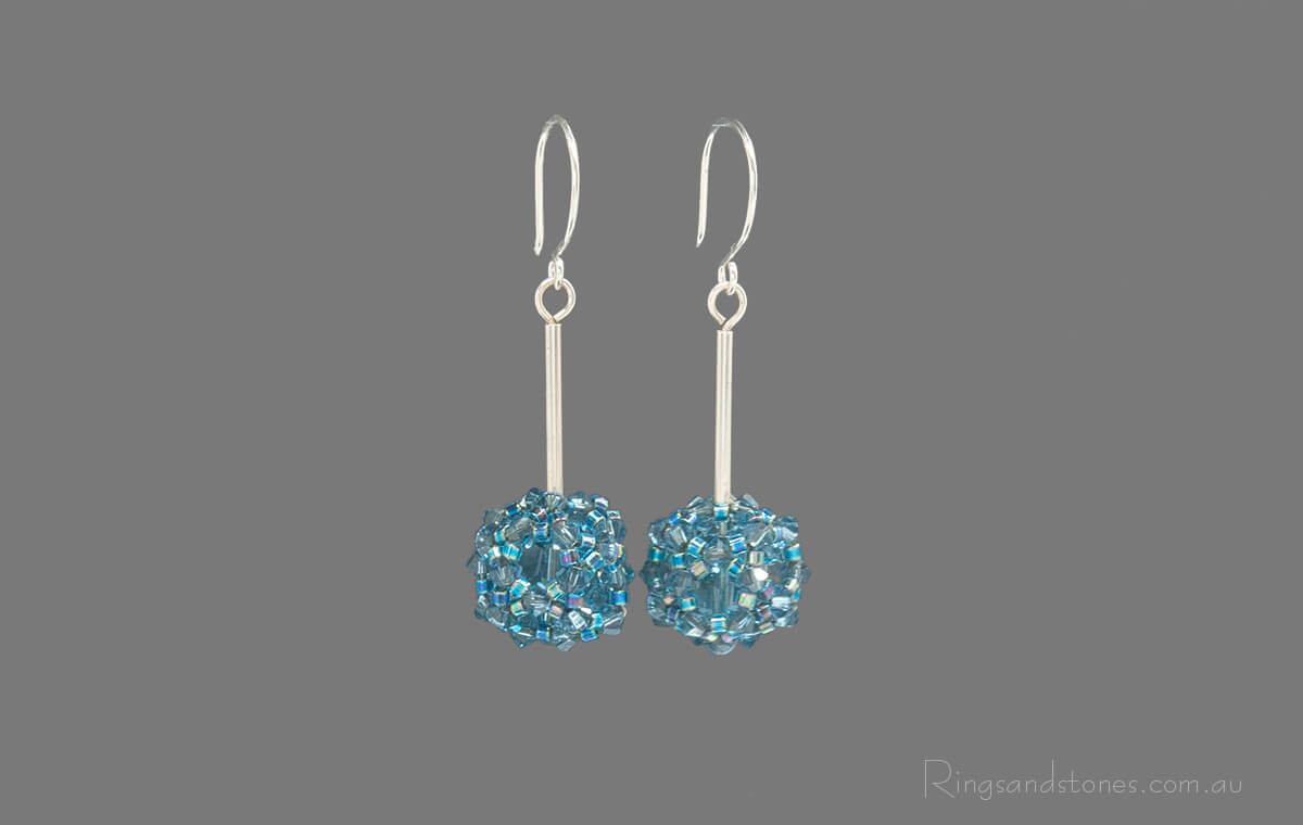 Sterling silver blue Swarovski crystal beaded earrings